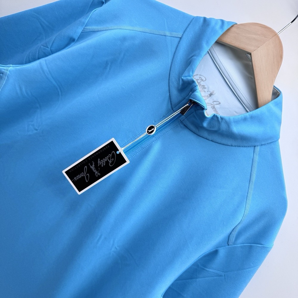 Bobby Jones Men L Golf Viking Performance 1/4 Zip Pullover $130 Cerulean NWT